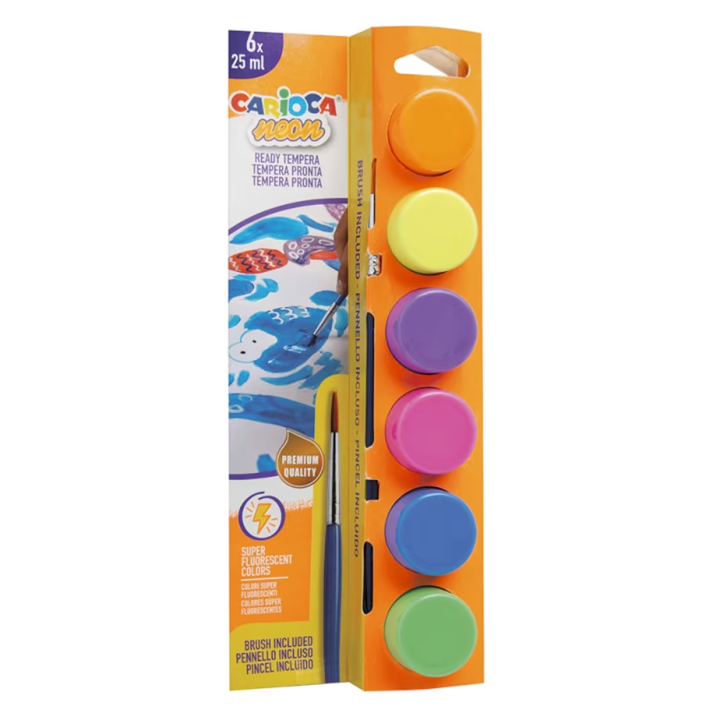ΤΕΜΠΕΡΕΣ CARIOCA NEON ΣΕΤ ΒΑΖΑΚΙ 6/25ml