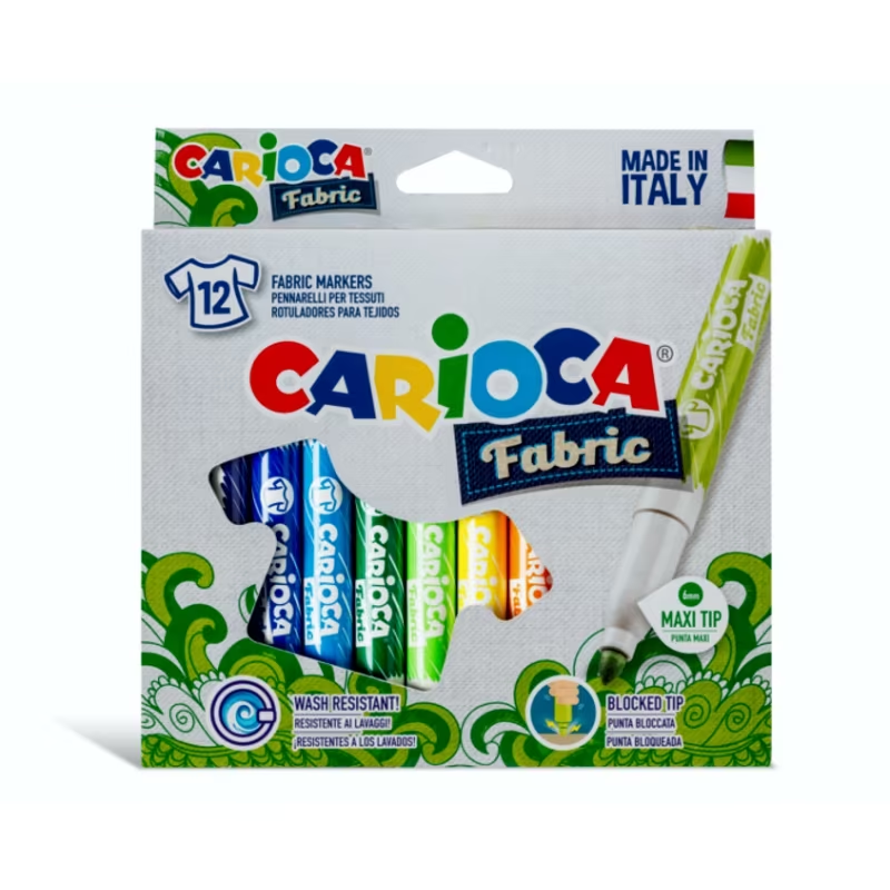 Μαρκαδόροι Υφάσματος Carioca Fabric – Σετ 12 Χρωμάτων