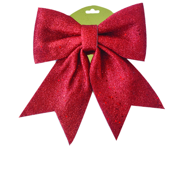 Φιόγκος Κόκκινος Με Γκλίτερ – Ιδανικός για Χριστουγεννιάτικη Διακόσμηση (24x26 cm)