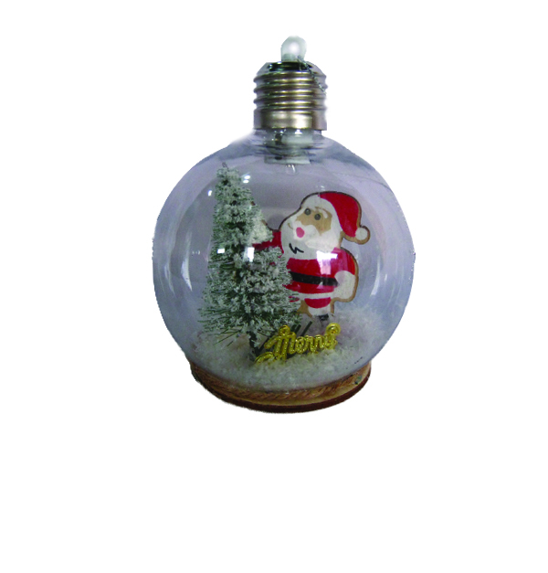 Διακοσμητική Κρεμαστή Μπάλα Χιονόμπαλα με Φως LED & Σκηνικό Άγιου Βασίλη (10cm)